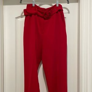 Topshop belted red pants size 4